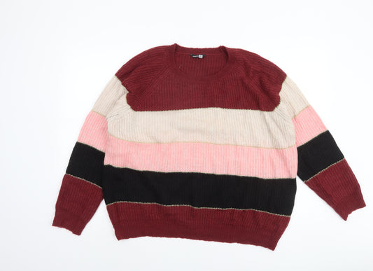 PEP&CO Women's Multicoloured Striped Crew Neck Jumper Size 18