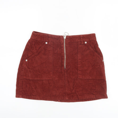 Topshop Women’s Brown Corduroy A-Line Petite Skirt UK 8