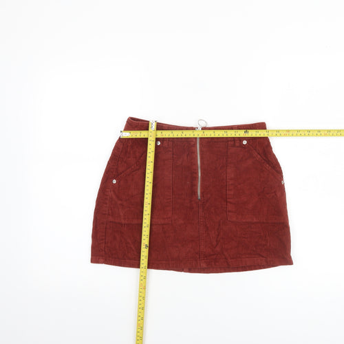 Topshop Women’s Brown Corduroy A-Line Petite Skirt UK 8