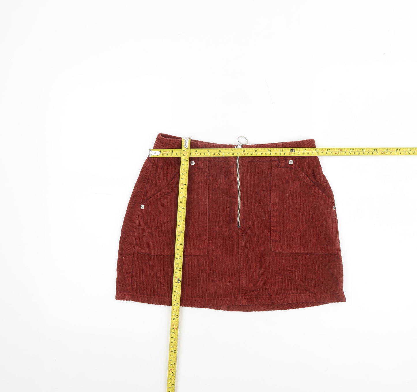 Topshop Women’s Brown Corduroy A-Line Petite Skirt UK 8