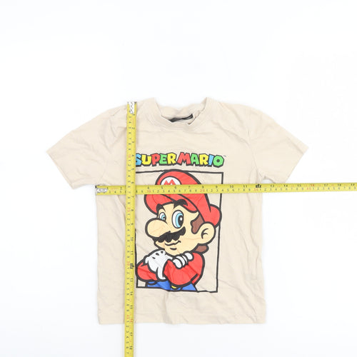 Super Mario Boys Beige 5-6 Years Graphic Cotton Short Sleeve T-Shirt