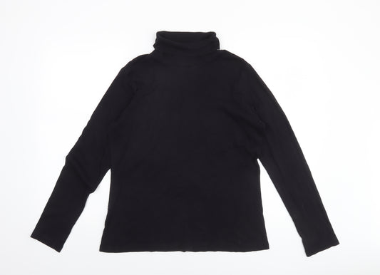 Papaya Women’s Black Cotton Roll Neck Long Sleeve Top Size 18
