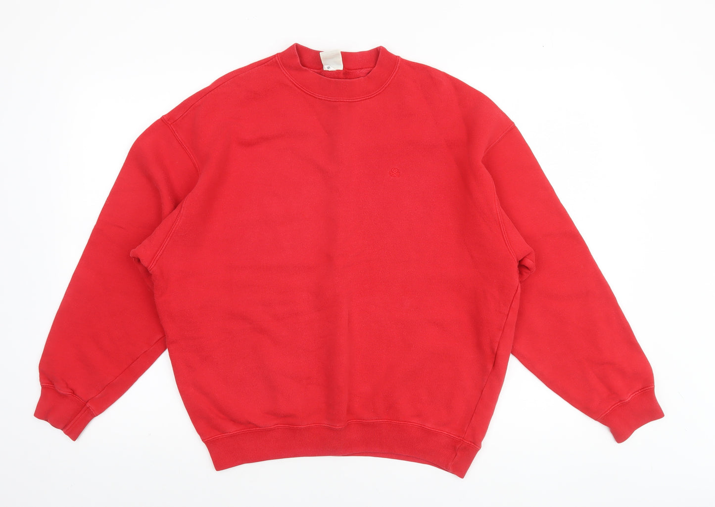 United Colors of Benetton Mens Red Small Crew Neck Pullover Sweatshirt