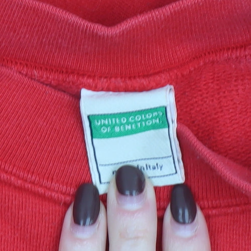 United Colors of Benetton Mens Red Small Crew Neck Pullover Sweatshirt