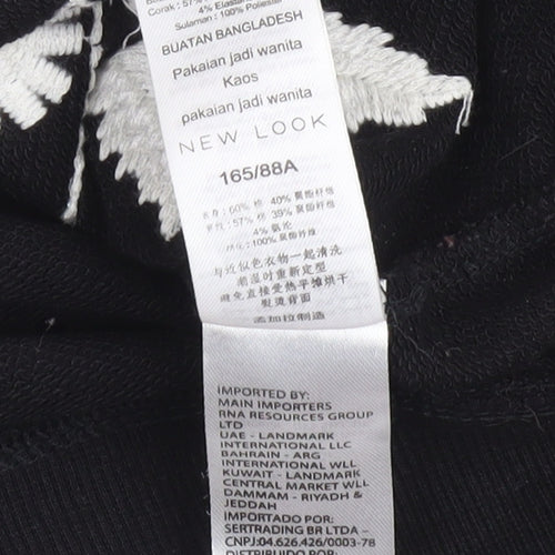 New Look Women's Black Embroidered Floral Pullover Sweatshirt Size 10