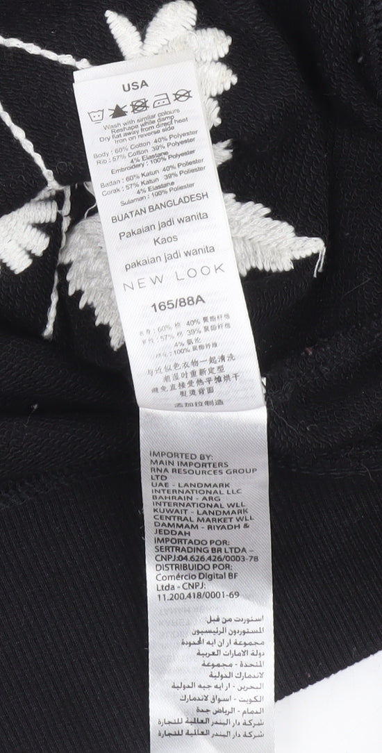 New Look Women's Black Embroidered Floral Pullover Sweatshirt Size 10