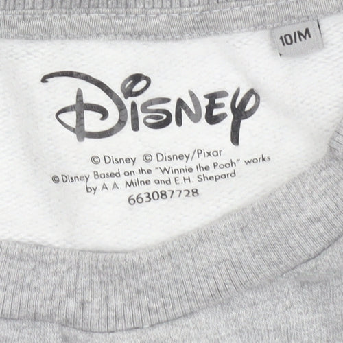 Disney Women Grey Mickey & Minnie Graphic Crew Neck Sweatshirt Size M