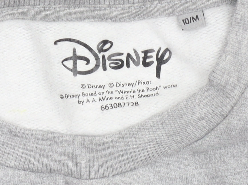 Disney Women Grey Mickey & Minnie Graphic Crew Neck Sweatshirt Size M