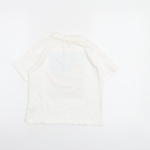 Dunnes Stores Boys White Wave Spot Graphic Cotton T-Shirt 4-5 Years