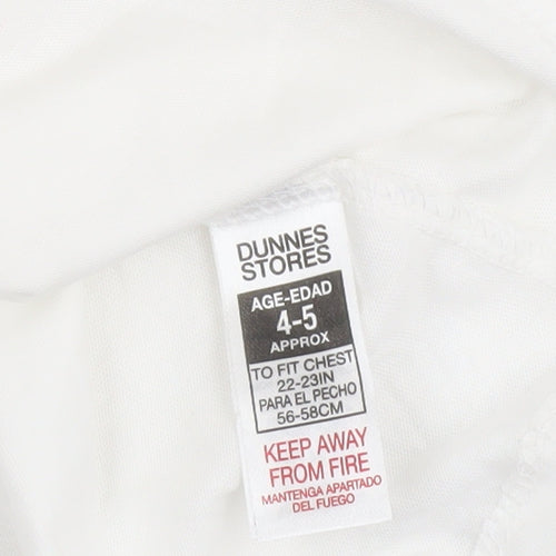 Dunnes Stores Boys White Wave Spot Graphic Cotton T-Shirt 4-5 Years