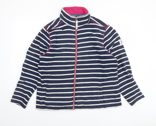 Lazy Jacks Women's Blue Striped Cotton Full Zip Casual Jacket Size 14