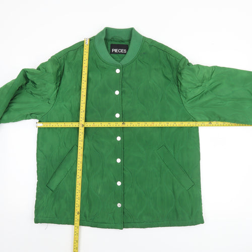 Pieces Women Green Quilted Mid-Length Jacket Size S