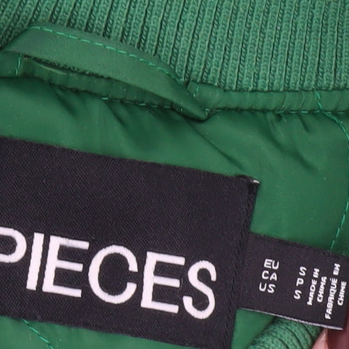 Pieces Women Green Quilted Mid-Length Jacket Size S
