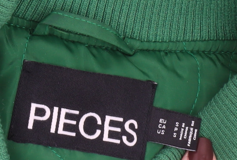 Pieces Women Green Quilted Mid-Length Jacket Size S