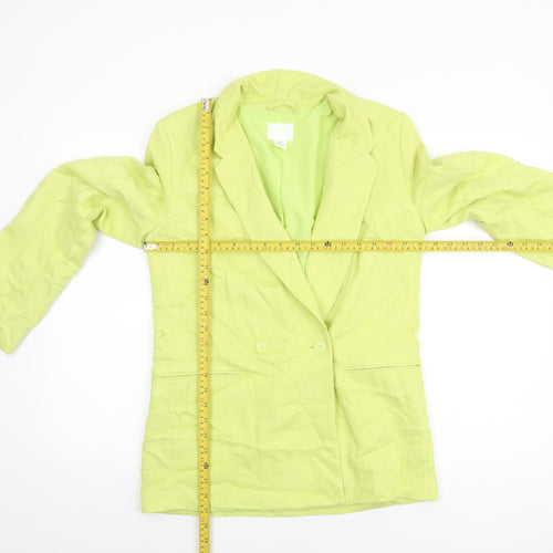 H&M Women Green Double-Breasted Blazer XS Regular Fit