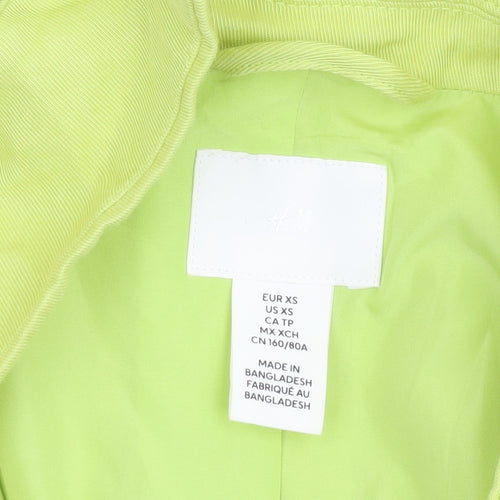 H&M Women Green Double-Breasted Blazer XS Regular Fit