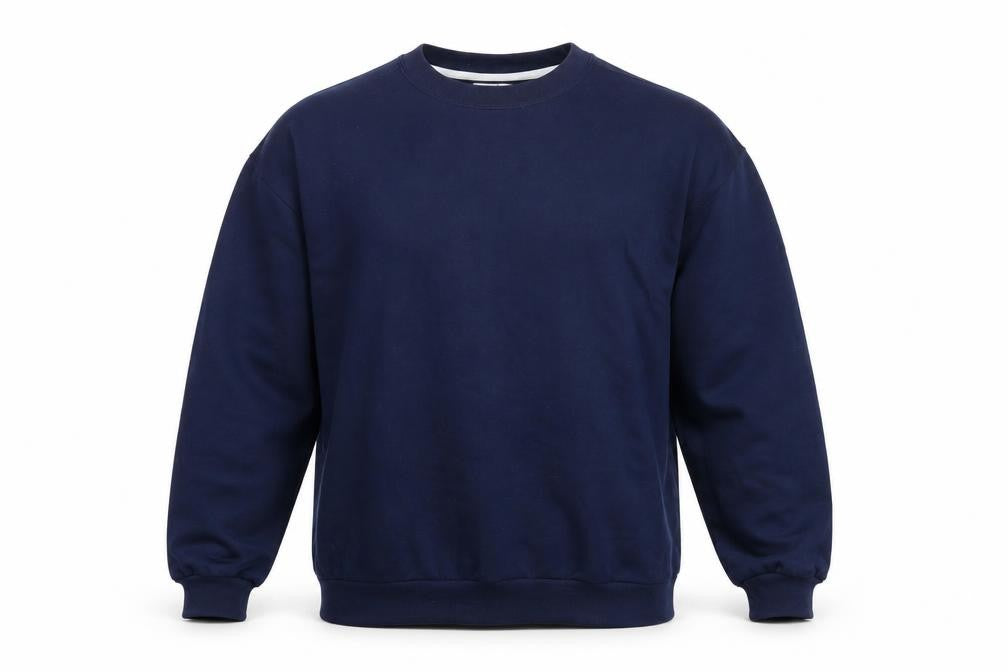 Front view of Anvil men’s blue large crew neck pullover sweatshirt