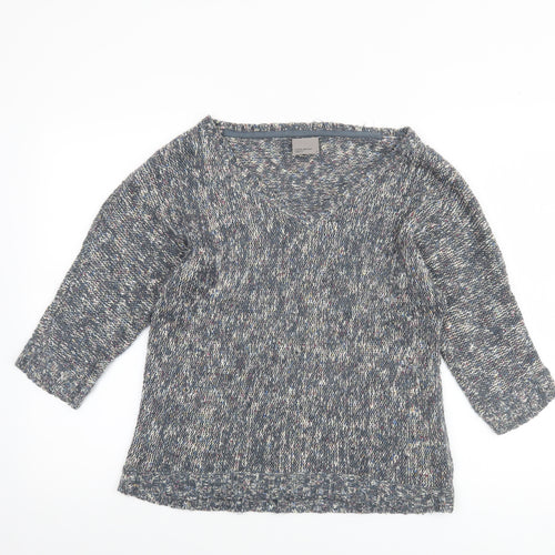 Vero Moda Women’s Grey Chunky Knit V-Neck 3/4 Sleeve Pullover Jumper M