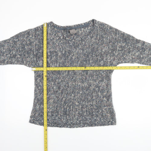 Vero Moda Women’s Grey Chunky Knit V-Neck 3/4 Sleeve Pullover Jumper M