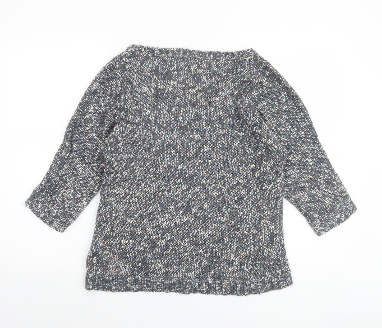 Vero Moda Women’s Grey Chunky Knit V-Neck 3/4 Sleeve Pullover Jumper M