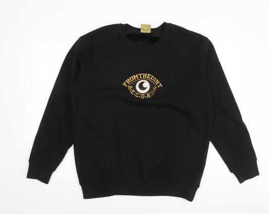 FROMTHEDIRT Men's Black Embroidered Logo Pullover Sweatshirt Size L