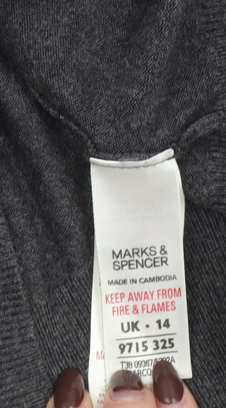 Marks and Spencer Women Grey Cowl Neck Long Sleeve Jumper Size 14