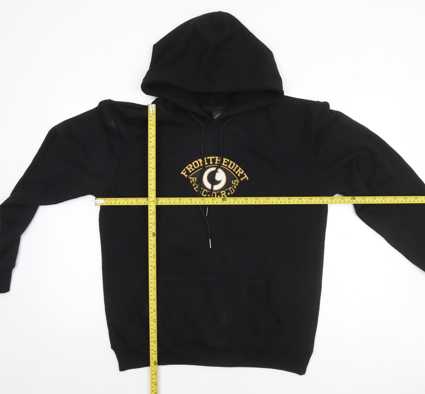 FROMTHEDIRT Men's Black Pullover Hoodie Medium Music Logo Fleece