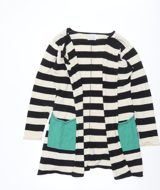 Masai Women’s Black Striped Long Sleeve Linen Cardigan Size S