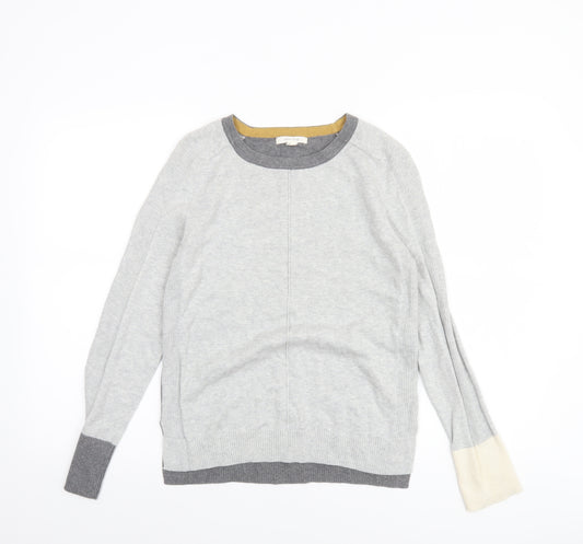 White Stuff Women’s Grey Colour Block Crew Neck Jumper Size 8