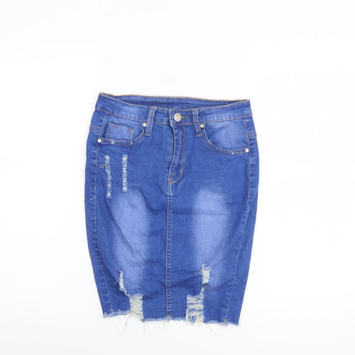 GIRL VIVI Women Blue Denim Knee Length Pencil Skirt Size 10