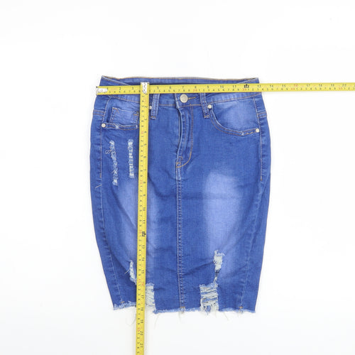 GIRL VIVI Women Blue Denim Knee Length Pencil Skirt Size 10