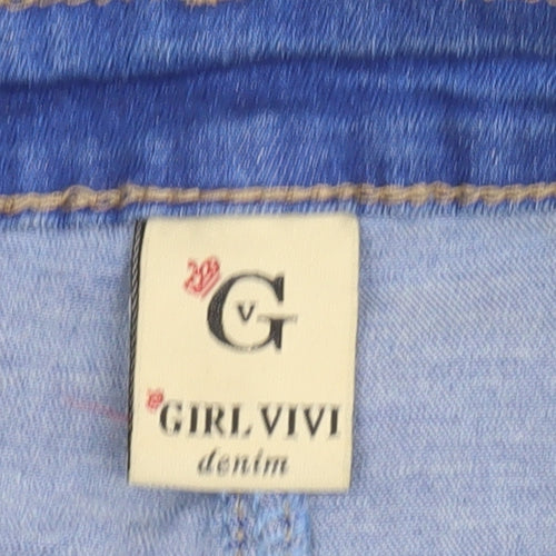 GIRL VIVI Women Blue Denim Knee Length Pencil Skirt Size 10