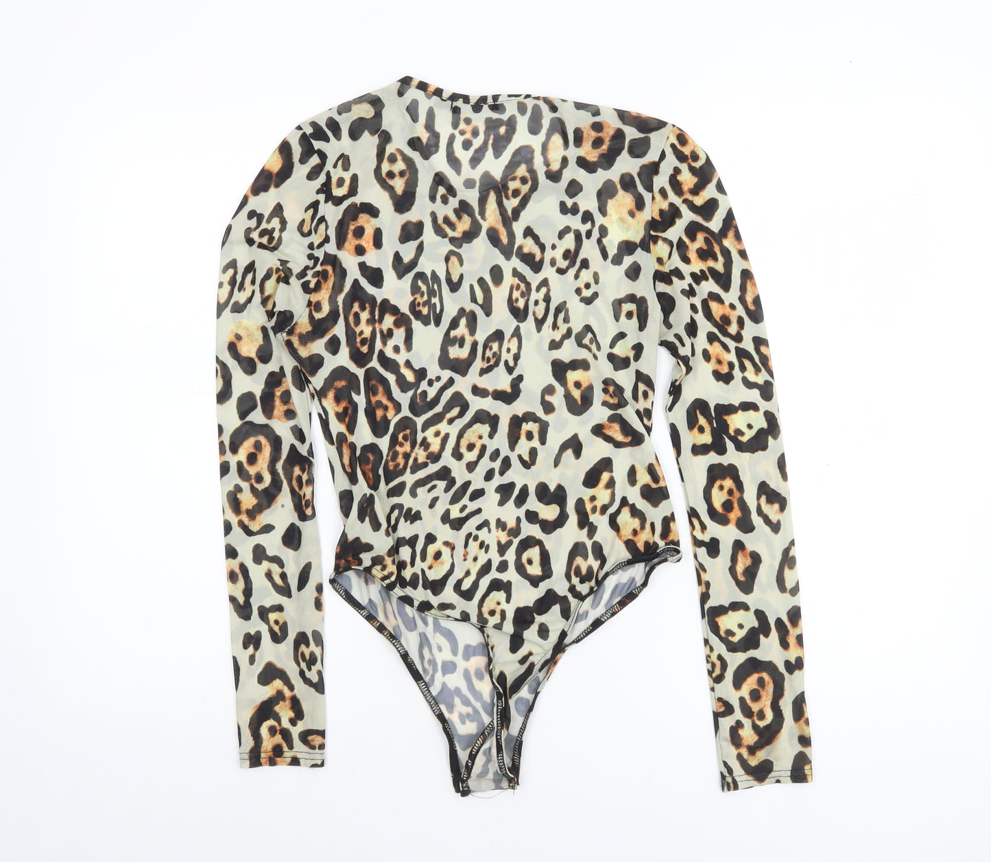 Boohoo Womens Leopard Print Long Sleeve Bodysuit UK 12