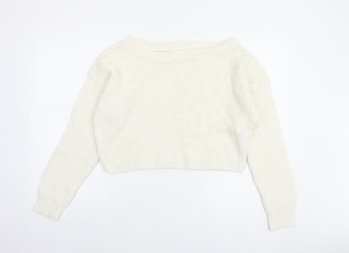 Missguided Petite Women's Ivory Waffle Knit Jumper Size 10/12
