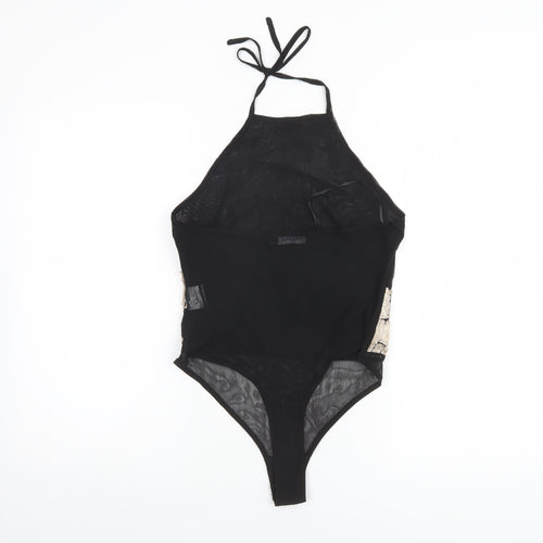 NAANAA Women's Black Floral Halter Bodysuit Size 12 Polyester