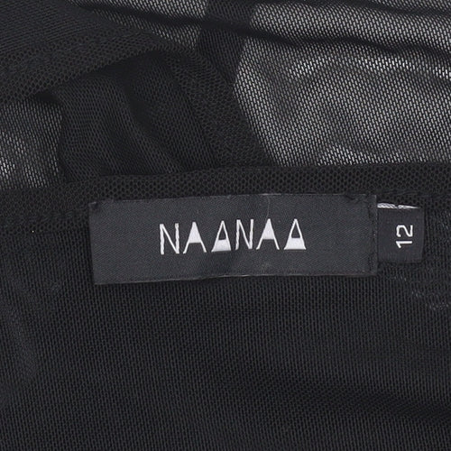 NAANAA Women's Black Floral Halter Bodysuit Size 12 Polyester