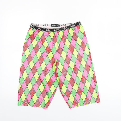 Go Guy Men's Multicoloured Argyle Festival Bermuda Shorts Size L
