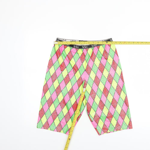 Go Guy Men's Multicoloured Argyle Festival Bermuda Shorts Size L