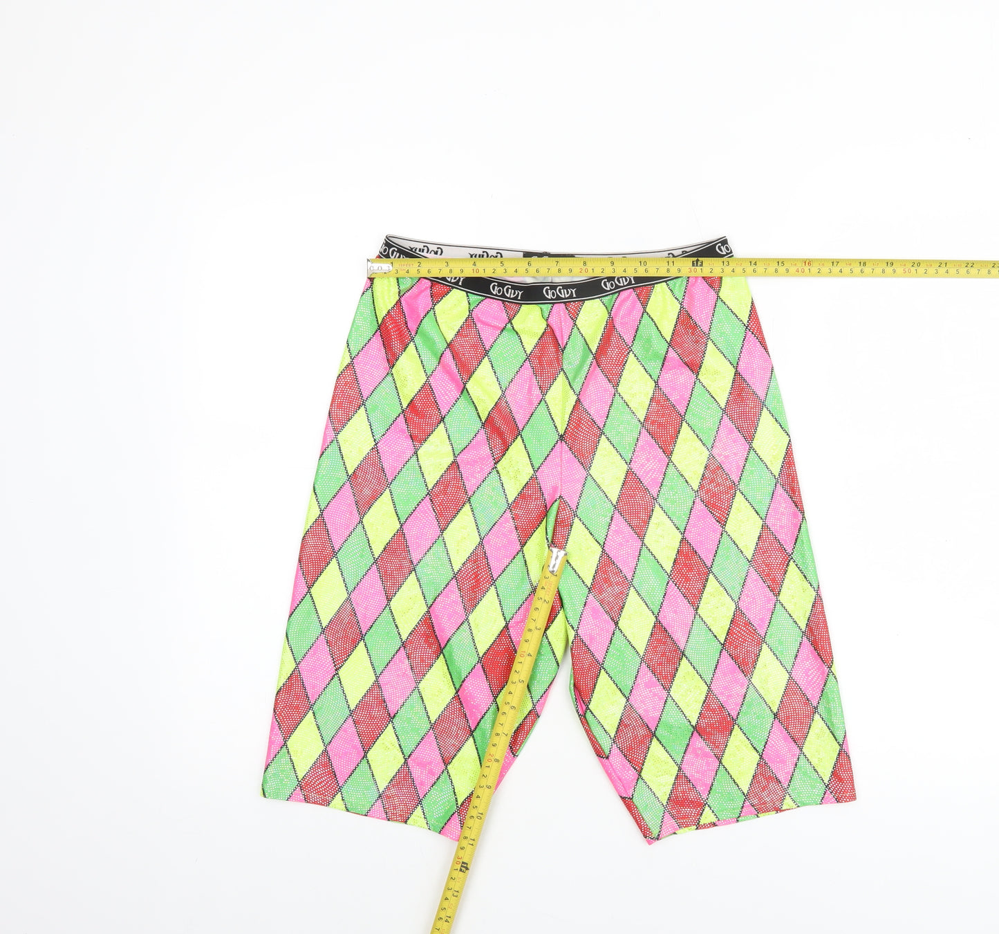 Go Guy Men's Multicoloured Argyle Festival Bermuda Shorts Size L