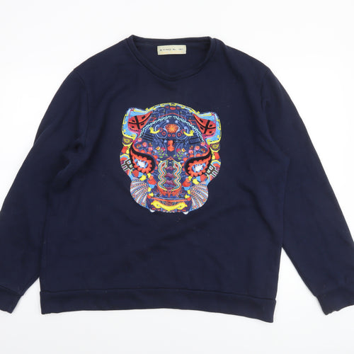Etro Men’s Blue XL Crew Neck Graphic Tiger Sweatshirt Made in Italy