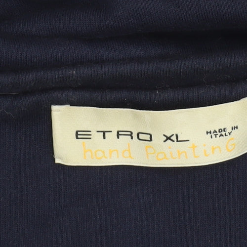 Etro Men’s Blue XL Crew Neck Graphic Tiger Sweatshirt Made in Italy