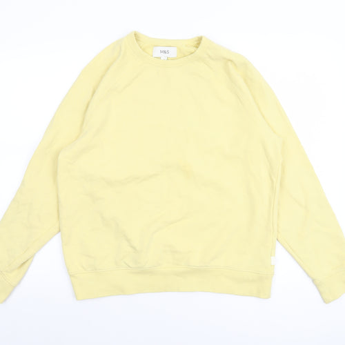 Marks and Spencer Men’s Yellow Cotton Crew Neck Pullover Sweatshirt Size S