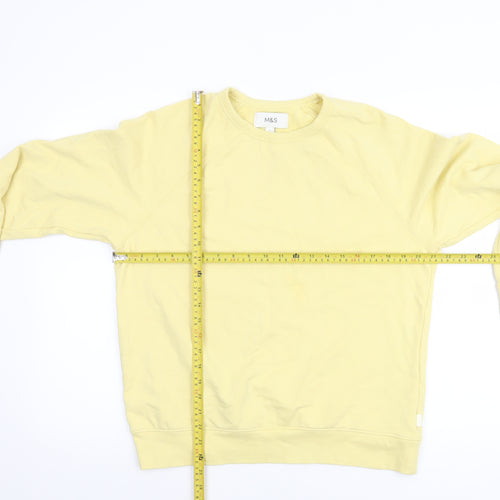 Marks and Spencer Men’s Yellow Cotton Crew Neck Pullover Sweatshirt Size S