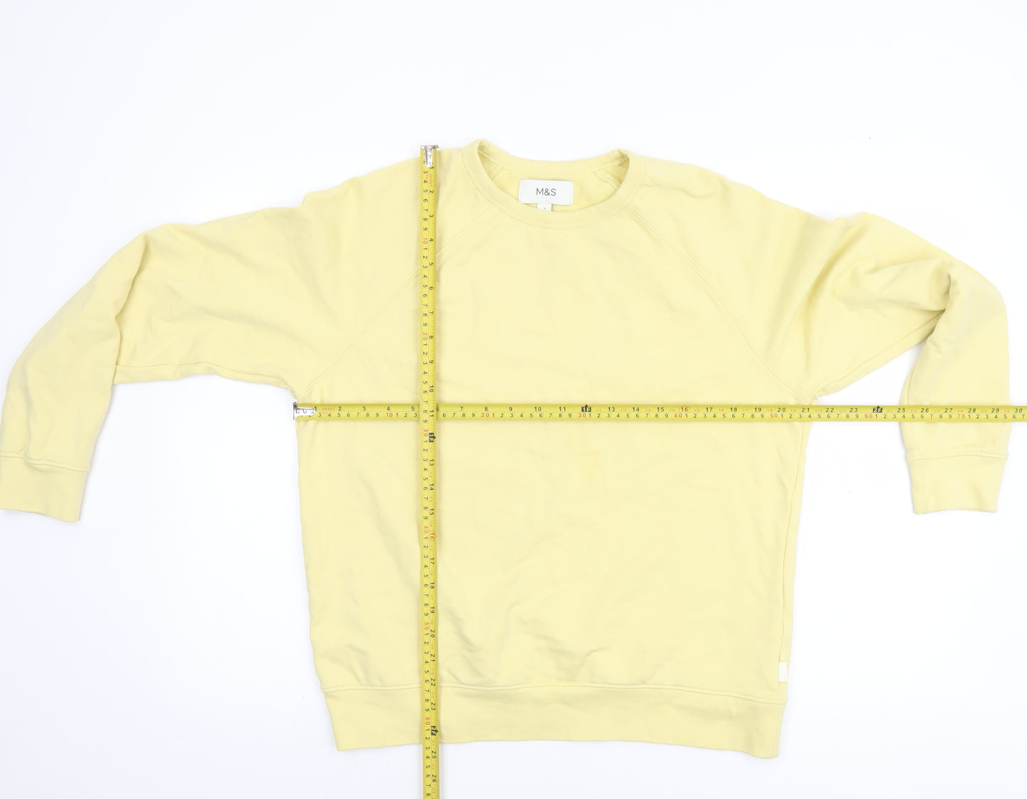 Marks and Spencer Men’s Yellow Cotton Crew Neck Pullover Sweatshirt Size S