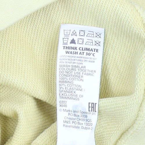 Marks and Spencer Men’s Yellow Cotton Crew Neck Pullover Sweatshirt Size S