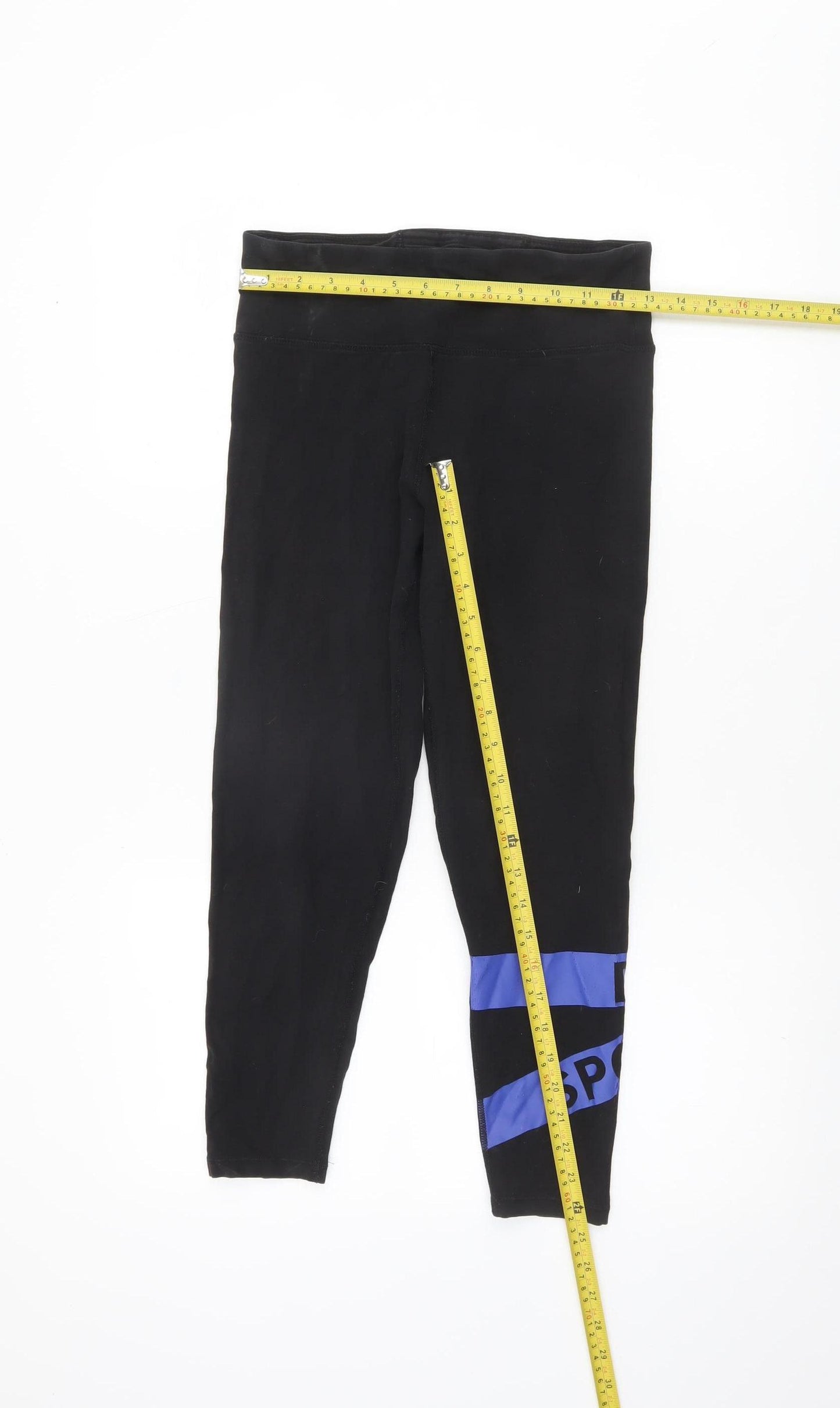 DKNY Women Black Ankle Leggings Size M Sport Stretch Activewear