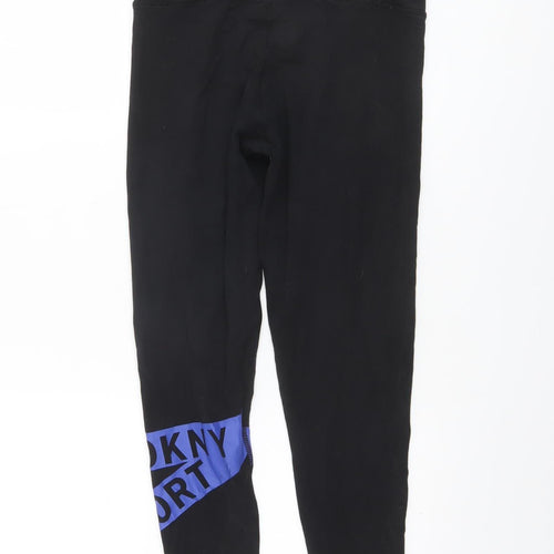 DKNY Women Black Ankle Leggings Size M Sport Stretch Activewear