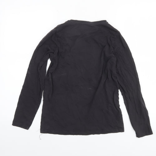 Marks and Spencer Boys Black Long Sleeve Bear Graphic Cotton T-Shirt 11-12 Years