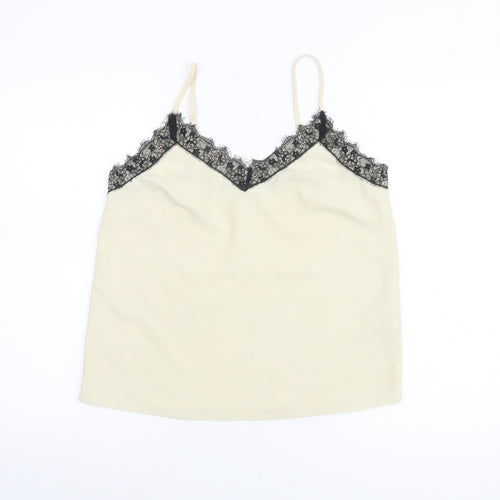 Topshop Women's Ivory Lace Trim Camisole Tank Top UK 10