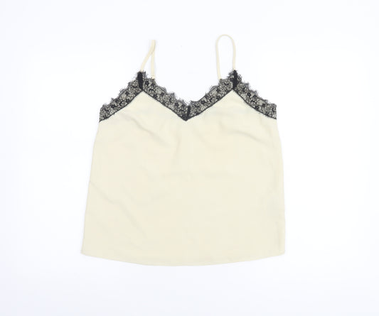 Topshop Women's Ivory Lace Trim Camisole Tank Top UK 10